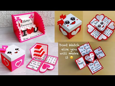 DIY - 4 Happy Birthday cards | 4 Anniversary Cards idea