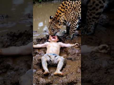 Adorable Tiger saved the baby #baby #animals #animalintelligence #ibu #bayilucu #moonbear