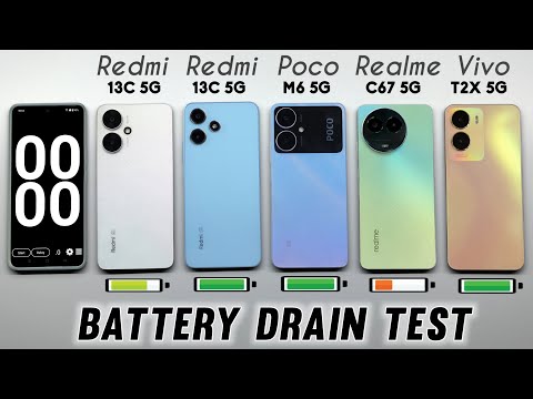 Redmi 13C 5G vs Redmi 12 5G vs Poco M6 5G vs Realme C67 5G vs Vivo T2X 5G Battery Drain Test!