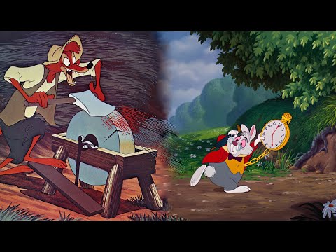 Br'er Fox chases White Rabbit from Alice in Wonderland / Disney Crossover