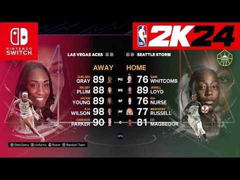 NBA 2k24 Nintendo Switch - Las Vegas Aces Vs Seattle Storm Full Gameplay