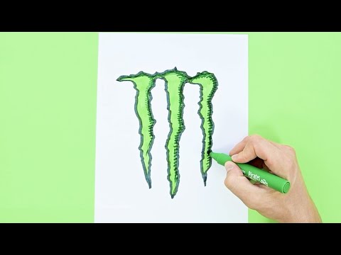 How to draw Monster energy drink logo