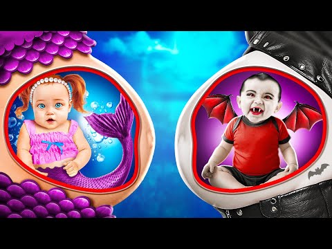 Pregnant Mermaid vs Pregnant Vampire! Funny Family Struggles