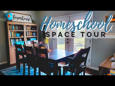 HOMESCHOOL SPACE TOUR // Organization & Storage in a Small Dining Area for a Big Family // 2021-2022