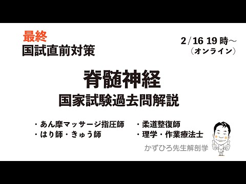 【かずひろ先生 解剖学】脊髄神経 国試直前対策（あマ指、鍼灸、柔整、PTOT）