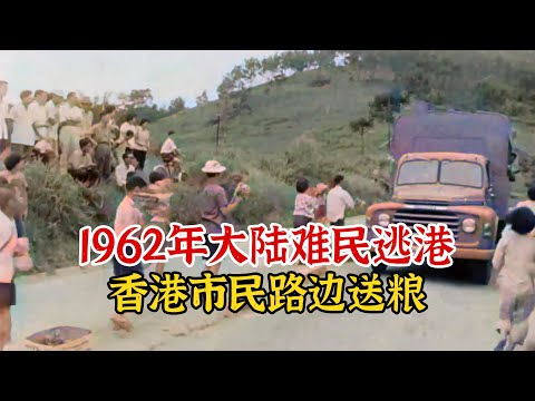 实录1962年数十万大陆难民逃港影像，港警逮捕，民众送水送粮救援