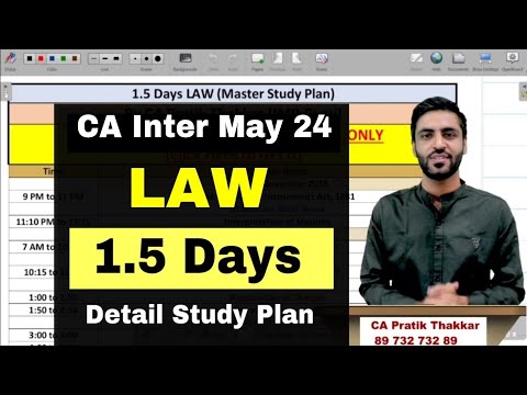 Law 1.5 Days Plan CA Inter May 24 Law detail study plan paper Prediction will be uploaded LAW IMP