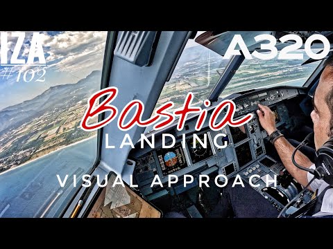 A320 BIA 🇫🇷 Bastia | LANDING 34 Visual Approach | 4K Cockpit View | ATC & Crew Comm [RE UPLOAD]