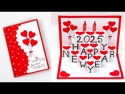 Happy new year greeting card 2025 - 3D pop up card - How to make new year card