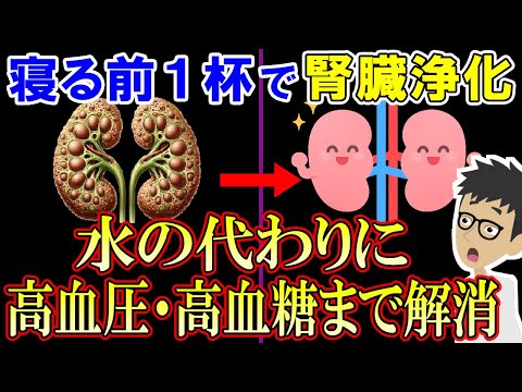 【科学的根拠あり】寝る前1杯飲むだけで腎機能改善！腎臓をキレイにする飲み物3選【クレアチニン｜高い｜老廃物｜高血圧】