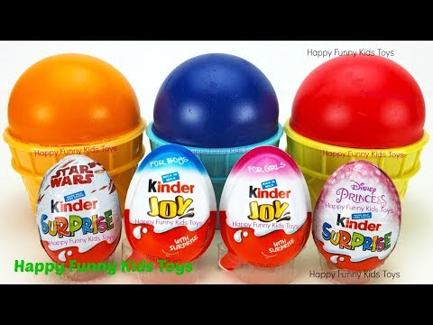 Play Doh Ice Cream Cups and Kinder Surprise Eggs Barbie Toys Fun for Kids