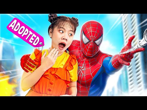 I Was Adopted By Spiderman - Funny Stories About Baby Doll Family