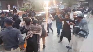 Rawadari March-Sindh police arrested protestors in front of press club,police brutalized protestors