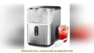 Nugget Ice Maker Countertop,34lbs Per Day,Portable Ice Maker Machine with with Basket and Scoop, Sel