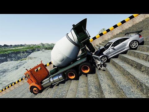 Cars VS Dangerous Stairs Challenge Driver #1 BeamNg Drive