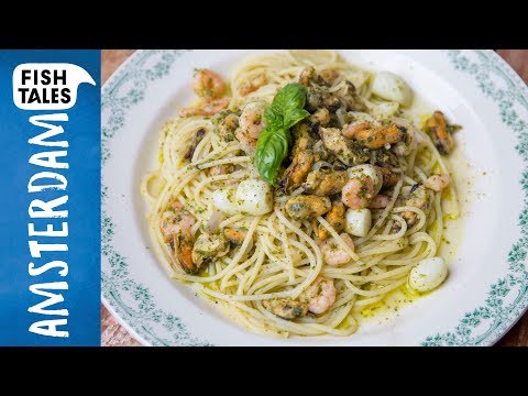 Seafood Pasta FRUTTI DI MARE & Green Herb Sauce | Bart van Olphen