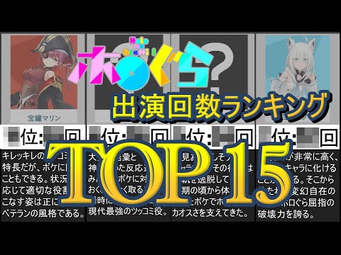 【ホロライブ】ホロぐらの出演回数ランキング【宝鐘マリン/白上フブキ】