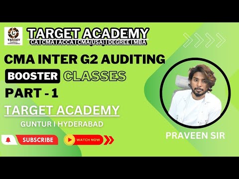 1.CMA_INTER_G2_AUDITING_BOOSTER_CLASSES_PART-1_BY_PRAVEEN_SIR #cma #cmaexam #cmainter #ca #cmausa