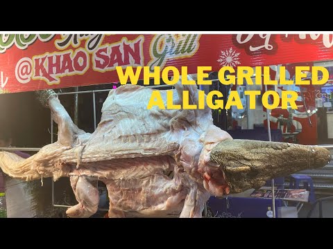 Whole grilled alligator