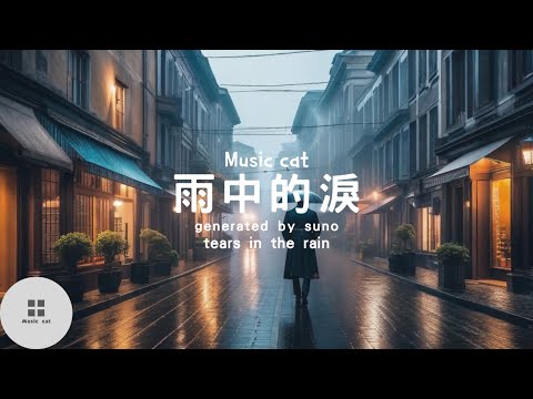 雨中的淚-generated by suno《愛你愛你 永不回頭 哭泣雨中 失去所有》Music cat音樂《中英文字幕》