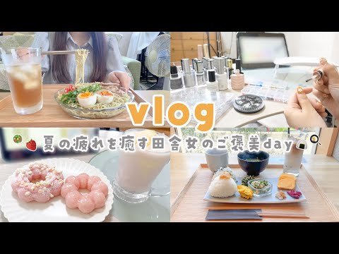 【vlog】夏の旅疲れを癒す田舎女の日常🍹頑張らない日を全身で楽しむ1日🍓🫧