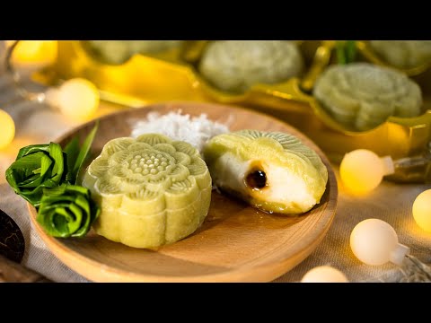 椰丝球流心冰皮月饼 | 少油少糖又全素的创意口味月饼 💚 Ondeh Ondeh  Lava Mooncakes [小雁/我的爱心食谱]