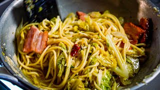 Recreate the taste that got me hooked in a cafe when I was a teenager【Pasta with cabbage and bacon】