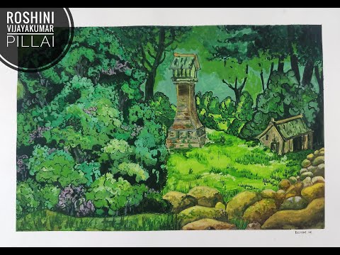 How to paint a Studio Ghibli dense Scenery, Using Gouache. A step by step demonstration. PART - 2