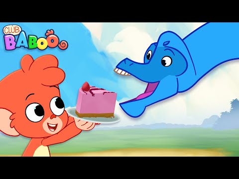 Club Baboo | Dinosaur in the rain | Baboo and his friends eat a strawberry cake | Spinosaurus, TRex