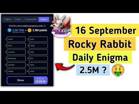 rocky rabbit new enigma 16 september | rocky rabbit daily combo today | rocky rabbit passpharse