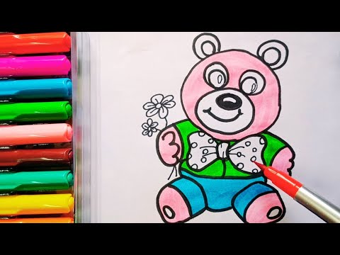 Drawing and Painting Teddy Bear for Kids & Toddlers | Simple Drawing, Coloring #drawing