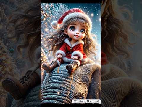 🧑‍🎄Cute little girl’s riding elephant ซานตี้น่ารักขี่ช้าง#cutebaby,#christmas2024,#christmasbaby,