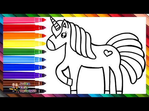 How To Draw A Unicorn 🦄 Drawing And Coloring A Cute Unicorn 🌈 Drawings For Kids