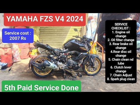 Yamaha fzs V4 2024 5th Paid Service l Fzs v4 l fzs l Yamaha fzs v4 Service l Review l Mileage Fz v4