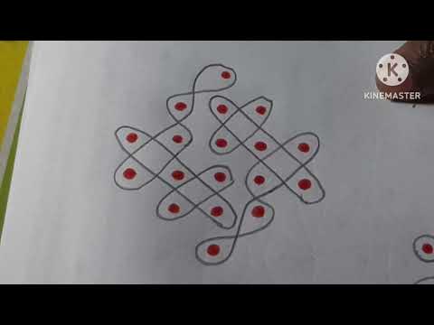 Discover simple rangoli with 5×2×1 dots#chandu rangoli