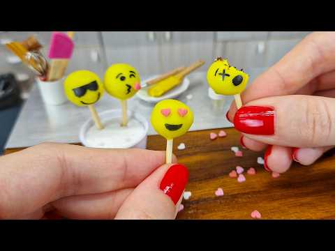 😍 😎 😵 Extra mini EMOJI pop-cake!  😍 😎 😵 Real mini cooking / mini food / tiny kitchen / ASMR