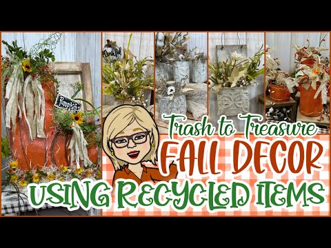 🍂 Fall Decor made from Trash to Treasure Recycled Items!! Primitive Country Rustic Crafts