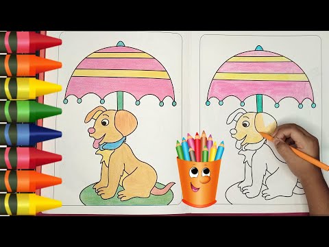 Dog Puppy Drawing | Learn to Draw and Color with Crayons