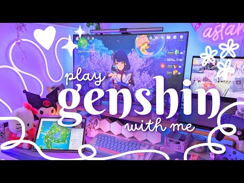 💜playing genshin on my cozy pc setup | exploring inazuma with raiden⚡jp dub, gameplay ambience~