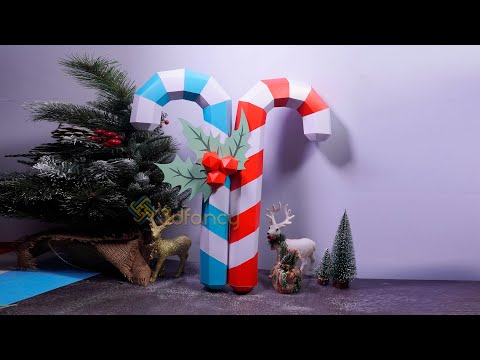 Assembly Instructions Christmas Candy Papercraft - Paper Craft Big Candy - DIY Low Poly Christmas