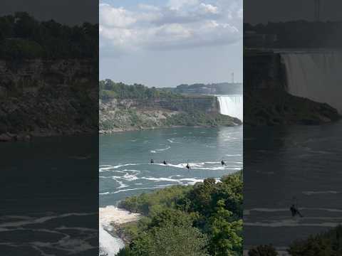 Ziplining over the majestic Niagara Falls in Canada! #niagarafalls #canada  #travel