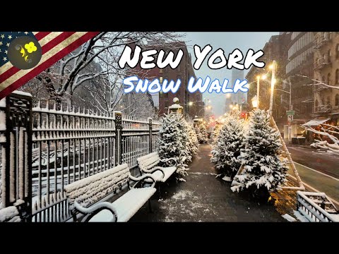 Magical Snow 🌨️🎄❄️Walk in New York: Lower Manhattan 4K Tour | Christmas Season Snowfall"