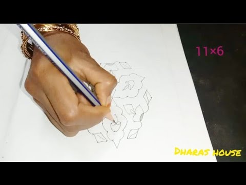 11×6dots chinna vilakku kolam design||karthikai madha special kolam||dharas house||#72