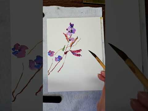 Lablab Bean Flowers Watercolor Painting by Henry Li