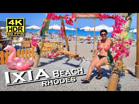 Ixia Beach Walk Rhodes , Greece in 4K 60fps HDR ( UHD ) Dolby Atmos 💖 The best places 👀 walking tour