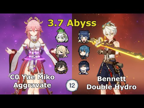 YAE RERUN!! C0 Yae Miko Aggravate & Bennett Double Hydro - Spiral Abyss 3.6 - Genshin Impact