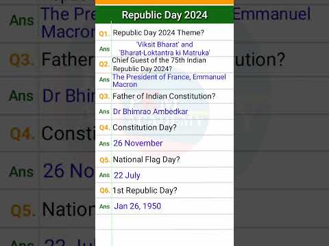 Republic Day 2024 Important Questions | National Flag Day | Republic Day Theme #republicday #shorts