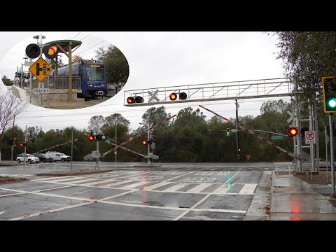 Glenn Dr. Railroad Crossing Newly Rebuilt *New Signals, Yellow Flasher, Tracks* Folsom Ca|SACRT Test