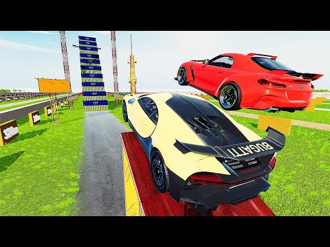 Cars Vs Mega High Container  Jump Test #7 - Speed Sports Car Crash - BeamNG Drive