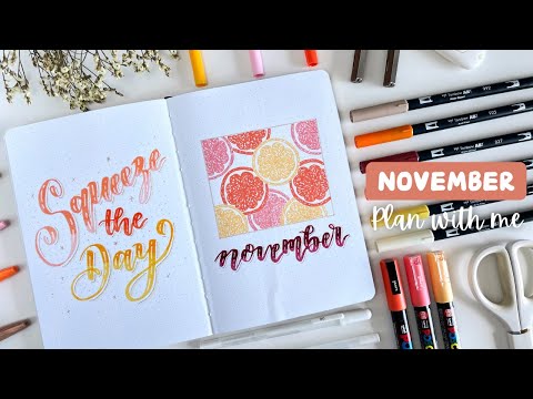 My November 2024 Bullet Journal Setup 🍊⊹₊⟡⋆ Simple and easy citrus theme